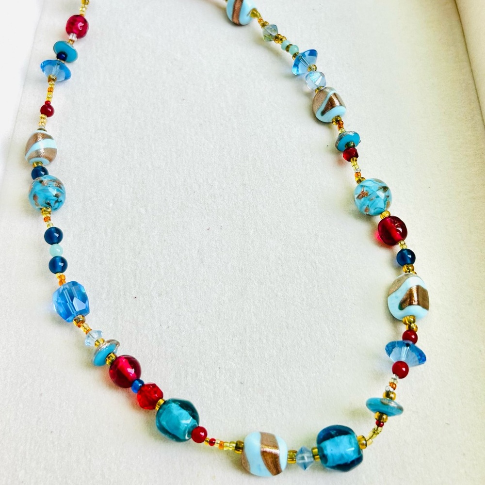 Blue Water Art Fair Glass Bead Necklace